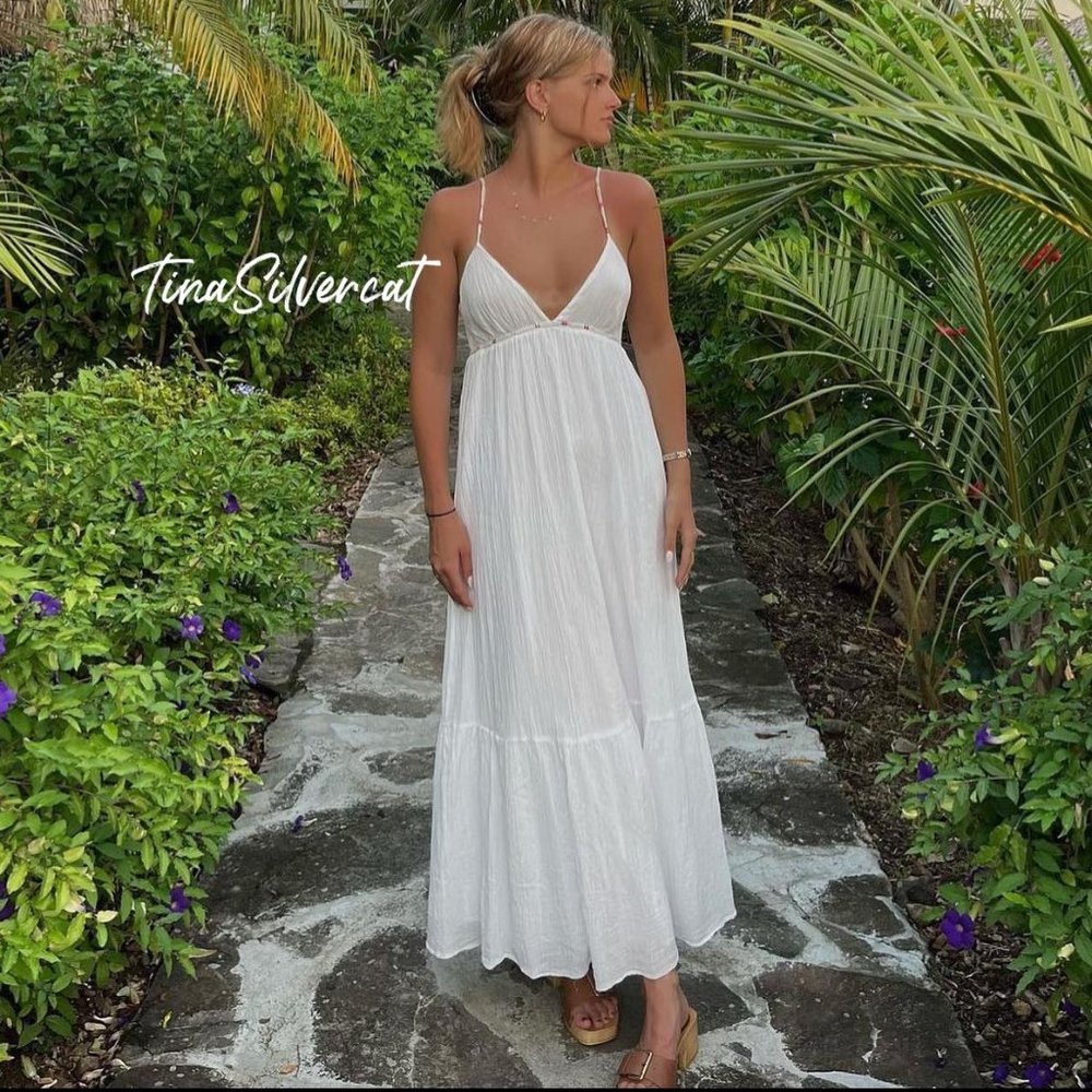 Zara White Strappy Maxi Dress Sz XL NWT